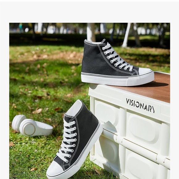 Shoes - NEW Black & White High-Top Canvas Sneakers